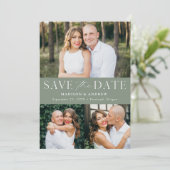 Moderne Elegante Saliegroene 3 Foto Save The Date (Staand voorkant)