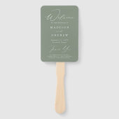 Moderne Elegante Saliegroene Huwelijksprogramma Handwaaier (Voorkant)