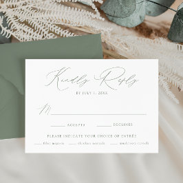 Moderne Elegante Saliegroene Maaltijdkeuze Bruilof RSVP Kaartje