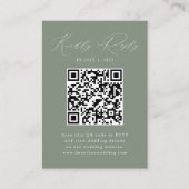 Moderne Elegante Saliegroene QR Code RSVP Informatiekaartje (Voorkant)