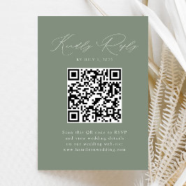 Moderne Elegante Saliegroene QR Code RSVP Informatiekaartje