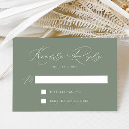 Moderne Elegante Saliegroene Trouwdag RSVP Kaartje