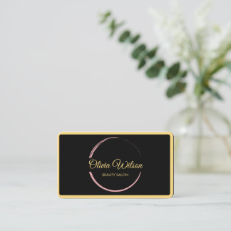 Moderne Elegante Salon zwart QR-code met monogram Visitekaartje