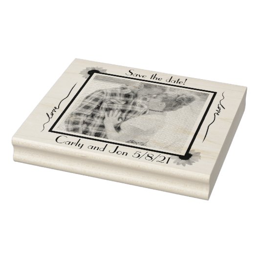 Moderne elegante save de datum zonnebloemen rubberstempel (Stempel)