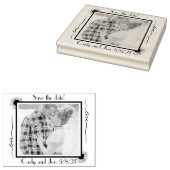 Moderne elegante save de datum zonnebloemen rubberstempel (Gestempeld)