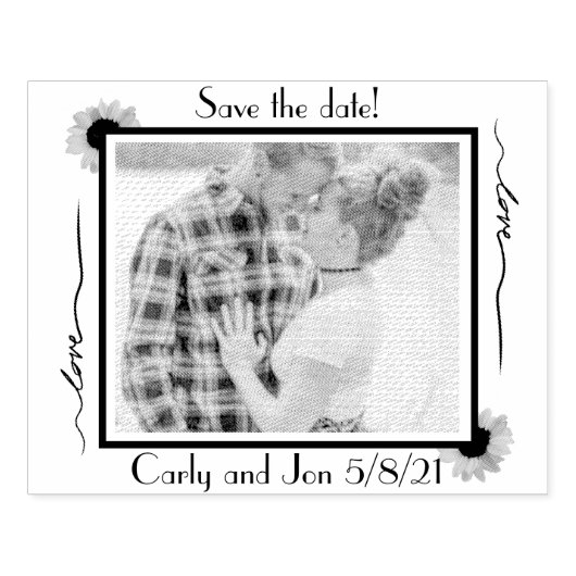 Moderne elegante save de datum zonnebloemen rubberstempel (Afrduk)