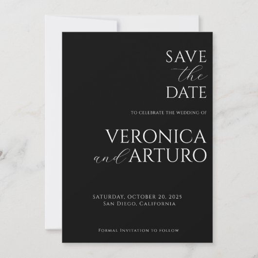 Moderne Elegante Save The Date Kaart (Voorkant)