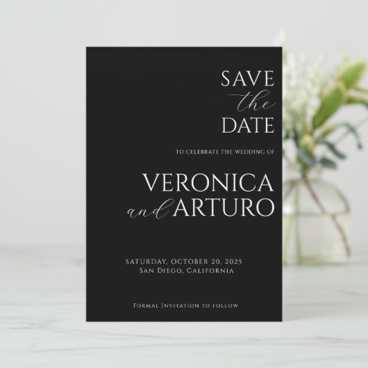 Moderne Elegante Save The Date Kaart (Staand voorkant)