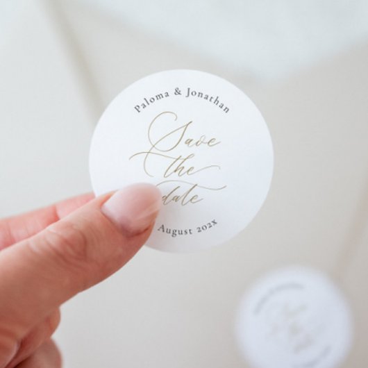 Moderne Elegante 'Save the Date' Sticker met Scrip