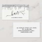 Moderne elegante schaar Zilveren Glitter Stappen Visitekaartje (Voorkant / Achterkant)