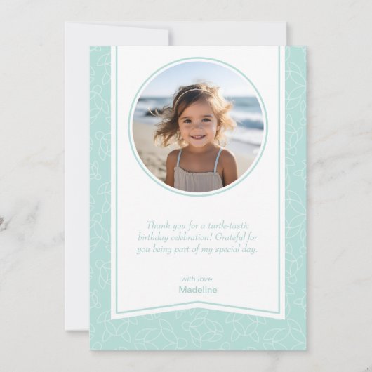 Moderne elegante schildpadpatroon foto bedankkaart (Voorkant)
