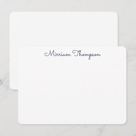 Moderne Elegante Schone Meisjesachtige Navy Blauwe Notitiekaartje (Voorkant / Achterkant)