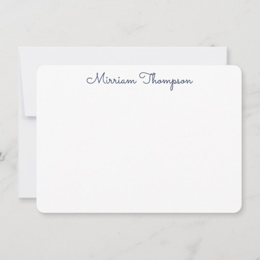 Moderne Elegante Schone Meisjesachtige Navy Blauwe Notitiekaartje (Voorkant)