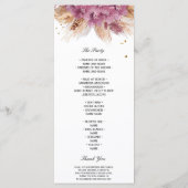 Moderne Elegante Schoonheid Roze Orchidee & Pampas Menu (Achterkant)