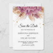 Moderne Elegante Schoonheid Roze Orchidee & Pampas Save The Date (Voorkant)