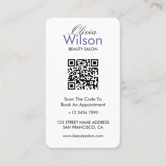 Moderne Elegante schoonheidssalon gemerkte QR-code Visitekaartje (Voorkant)