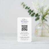 Moderne Elegante schoonheidssalon gemerkte QR-code Visitekaartje (Staand voorkant)