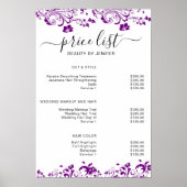 Moderne Elegante Schoonheidssalon prijstlijst Post Poster (Voorkant)