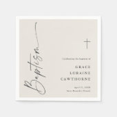 Moderne Elegante Schrift Ivoor Neutrale Doop Servet (Voorkant)