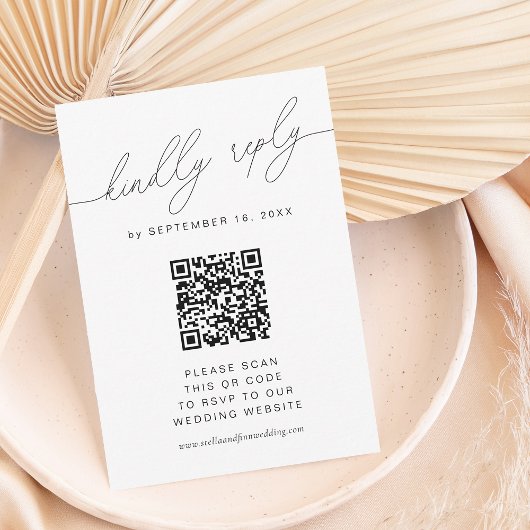 Moderne Elegante Schrift Met QR-code RSVP Kaartje