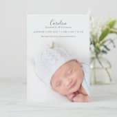 Moderne Elegante Script 2 Foto Overlay Stats Geboo Aankondiging (Staand voorkant)