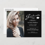 Moderne Elegante Script 2-zijdige Foto Afstudeerpr Briefkaart (Voorkant / Achterkant)