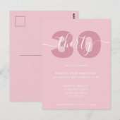 Moderne Elegante Script 30ste Verjaardagsuitnodigi Briefkaart (Voorkant / Achterkant)