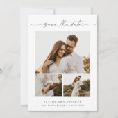 Moderne Elegante Script 3 Foto Collage Save The Date (Voorkant)
