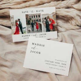 Moderne Elegante Script 3 Foto Huwelijk Save The Date