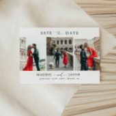 Moderne Elegante Script 3 Foto Huwelijk Save The Date