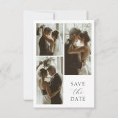 Moderne Elegante Script 3 Foto Minimalistische Tro Save The Date (Voorkant)