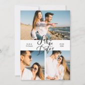 Moderne Elegante Script 3 Foto's Collage Save The Date (Voorkant)