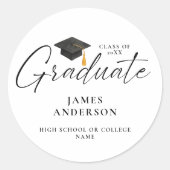Moderne Elegante Script Afstudeerdesign Ronde Sticker (Voorkant)