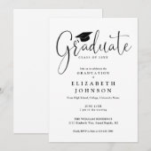 Moderne Elegante Script Afstudeerfeest Kaart (Voorkant / Achterkant)