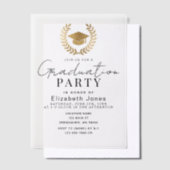 Moderne Elegante Script Afstudeerfeest Vellum Uitnodigingen (Offset)