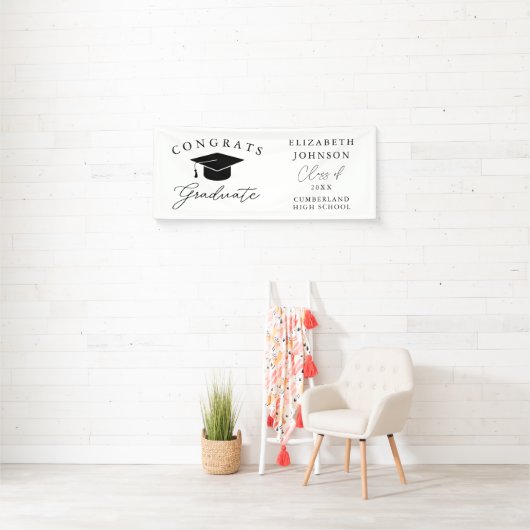 Moderne Elegante Script Afstuderen Spandoek (Insitu)
