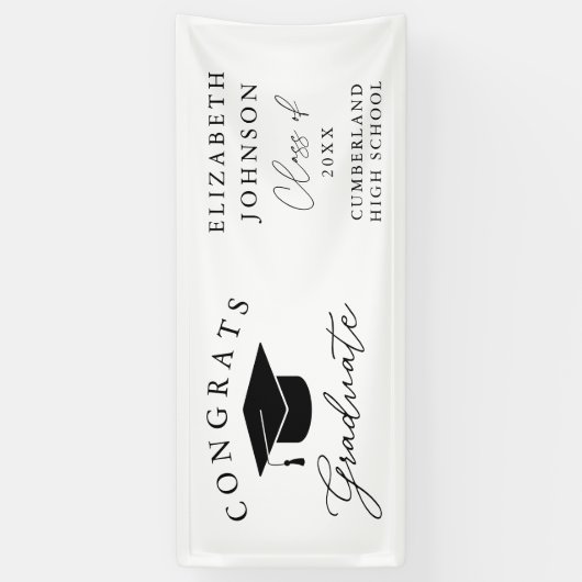 Moderne Elegante Script Afstuderen Spandoek (Verticaal)