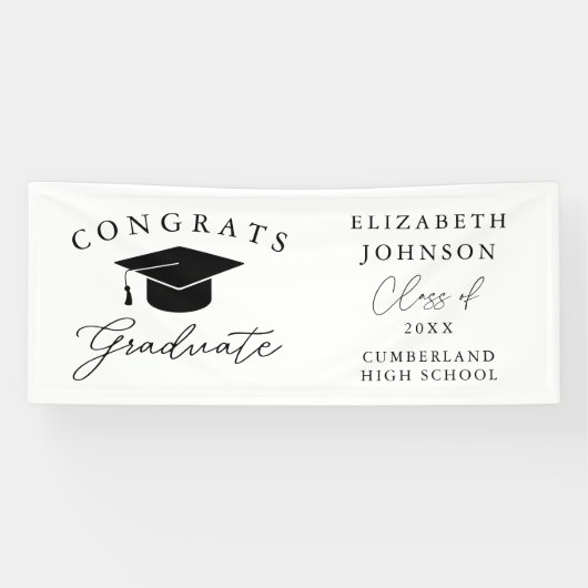 Moderne Elegante Script Afstuderen Spandoek (Horizontaal)