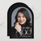 Moderne Elegante Script Arch Foto Graduation Party Kaart (Voorkant / Achterkant)