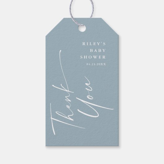 Moderne Elegante Script Baby Shower Bedank Je Favo Cadeaulabel (Voorkant)