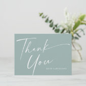 Moderne Elegante Script Baby Shower Bedankkaart (Staand voorkant)
