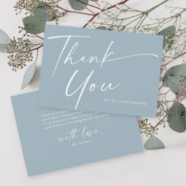 Moderne Elegante Script Baby Shower Bedankkaart