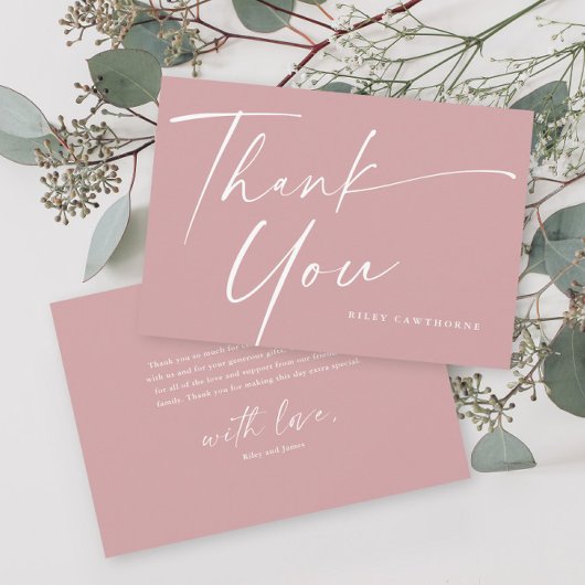 Moderne Elegante Script Baby Shower Bedankkaart