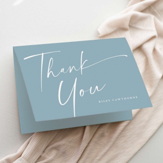 Moderne Elegante Script Baby Shower Bedankkaart