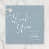 Moderne Elegante Script Baby Shower Bedankt Bedankjes Labels (Voorkant)
