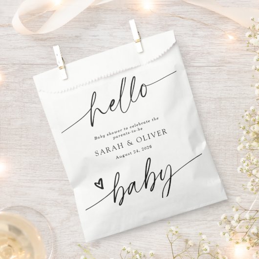 Moderne Elegante Script Baby Shower Bedankzakje (Geknipt)
