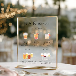 Moderne Elegante Script Bar Menu Handtekening Acryl Bord