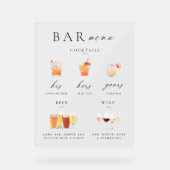 Moderne Elegante Script Bar Menu Handtekening Acryl Bord (Voorkant)