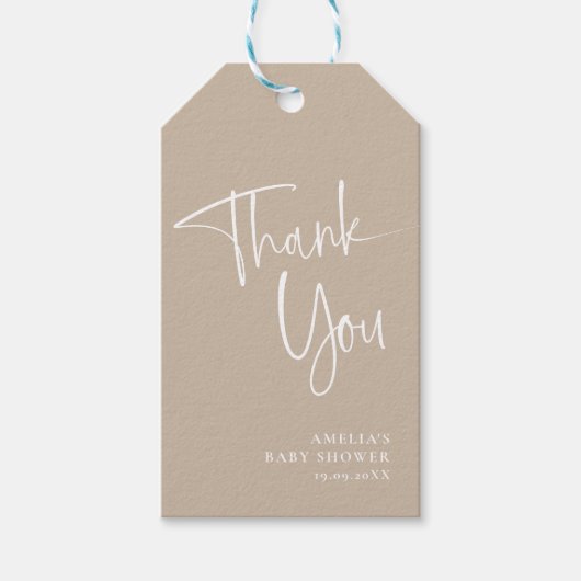 Moderne Elegante Script Bedankt  Cadeaulabel (Voorkant)
