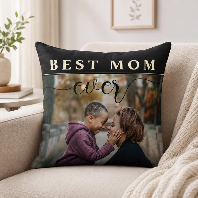 Moderne Elegante Script Best Mom Ever Worpillow Kussen (Best Mom Ever Mother's Day Throw Pillow)